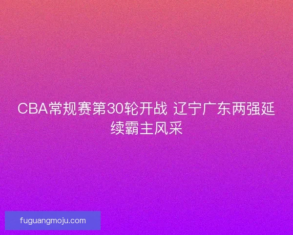 CBA常规赛第30轮开战 辽宁广东两强延续霸主风采 CBA常规赛第30轮开战 辽宁广东两强延续霸主风采